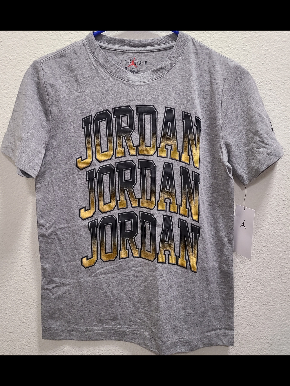 Jordan Kids Gray Tee with Yellow Stacked Logo